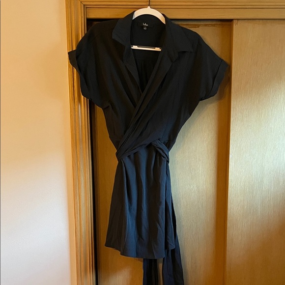 Lulu's Navy Wrap Mini Dress - Picture 1 of 4